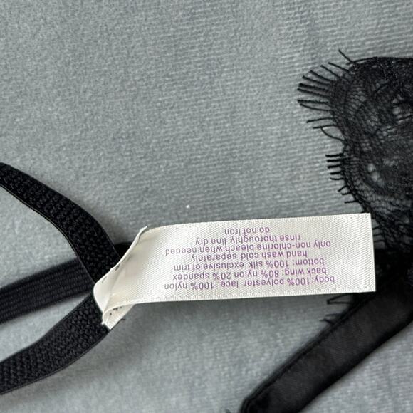 Cacique Size 44DD Babydoll Lingerie Dark Floral Matching Thong Panty Molded Cup - Picture 10 of 10